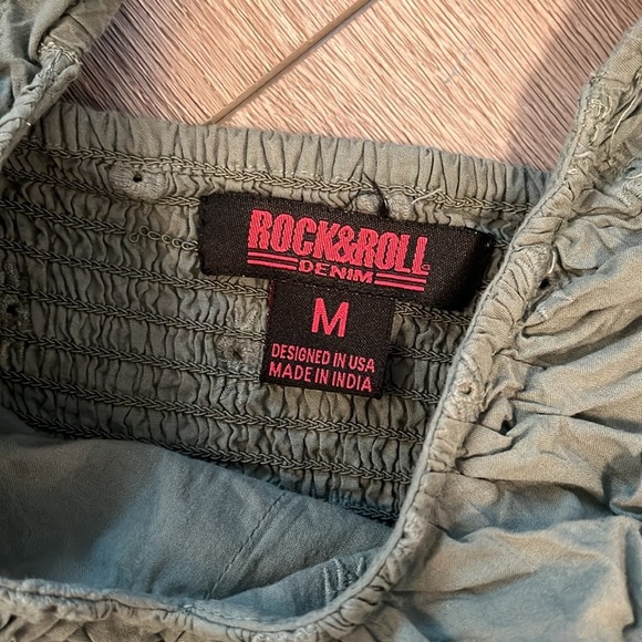 Rock and Roll denim Aztec Eyelet Ruffle Tank Top m - Picture 3 of 4